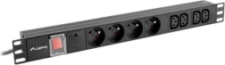Rack PDU-voedingsrail 1U, 4x stopcontact 230 V (FR), 4x IEC C13, ingang IEC C14, 2 m, zwart