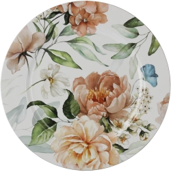 Sous-assiette ronde avec décor floral 33 cm – blanche (lot de 6 pièces)
