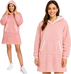 Gefütterter Hoodie-Deckenpulli XXL mit Kapuze RUHHY – rosa