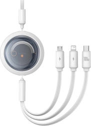 Ausziehbares 3‑in‑1‑Ladekabel BASEUS Free2Draw 100 W, 1,1 m, weiß