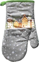 Weihnachts-Küchenhandschuh Schneehäuser 18 × 30 cm