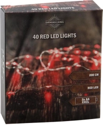 Lichterkette 40 LED, rot, 2 m, batteriebetrieben