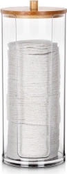 Acrylspender für Wattepads mit Bambusdeckel 7 × 18 cm