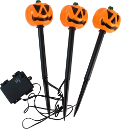 LED-Gartenstecker Kürbis Halloween, Set 3 Stück, 30 cm