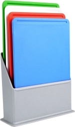Kunststoff-Schneidebretter mit Ständer 20,5 × 15 cm, Set mit 4 Stück