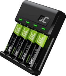 GREEN CELL VitalCharger Charger + 4x AA 2000 mAh Ni-MH Rechargeable Batteries