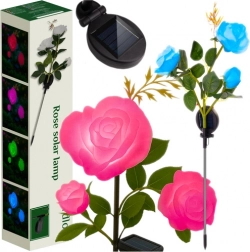 Solar-Gartenlampe Rose LED, 3 künstliche Blumen