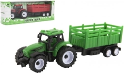 Plastic tractor with trailer 21 cm, freewheel, 2 colors