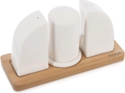 Porcelain Salt and Pepper Shakers with Stand WHITELINE, 4-Piece Set