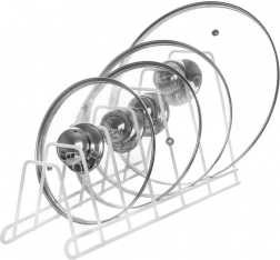 Weißer Metallständer für Deckel, Teller und Schneidebretter 34 × 17 × 18,5 cm