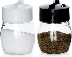 Glas-Salz- und Pfefferstreuer, Set 2 Stk., 75 ml, mit verschließbarem Deckel