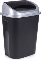Plastic trash bin with swing lid 25 L, black