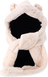 Kids' plush 3-in-1 hat with scarf and gloves – Beige