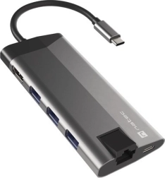 USB‑C-hub NATEC Fowler Plus 8‑in‑1, 3× USB 3.0, HDMI 4K, RJ‑45, SD/microSD, PD 100 W