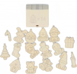 Houten kerstmagneten voor de kinderkamer, 16 stuks