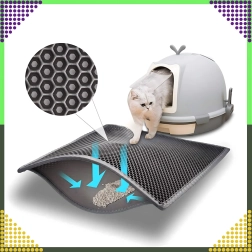 Zwarte tweelaagse mat voor kattenbak XXL 60 × 45 cm