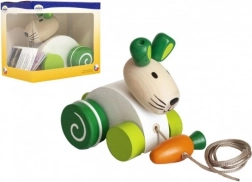 Pull-along wooden bunny with carrot for first steps