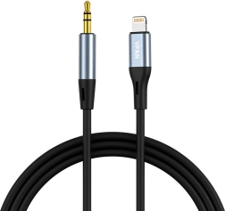 VFAN L05-kabel Lightning naar mini-jack 3,5 mm AUX, 1 m (grijs)