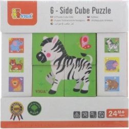 VIGA wooden blocks Zoo – 6 pictures, 4 pieces