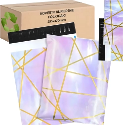Purple-gold plastic mailing bags 255 × 370 mm, 50 pcs