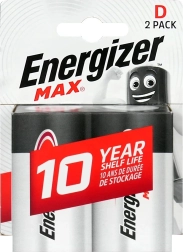 Alkalinebatterijen D (LR20) ENERGIZER MAX, blister 2 stuks
