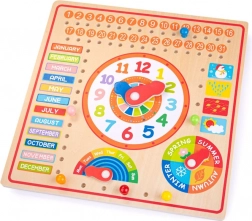 Bigjigs Toys Holzkalender mit Uhr