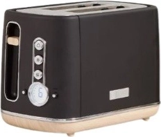 Zweischlitz-Edelstahl-Toaster, schwarz