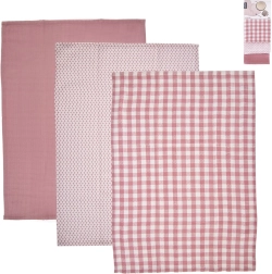Baumwoll-Küchentücher Dekor, rosa – 3 Stück