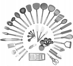 Ag949a ensemble d’ustensiles de cuisine 40 pièces gris