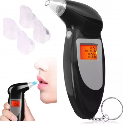Digitale alcoholtester met LCD‑scherm en 5 verwisselbare mondstukken