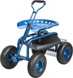 Tuinwagen met 360° draaibare zitting en mand