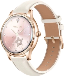 Montre connectée Colmi L28 dorée avec bracelet en cuir