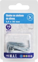 Piton à vis pour bois 30 × 2,6 mm, zingué, 10 pcs