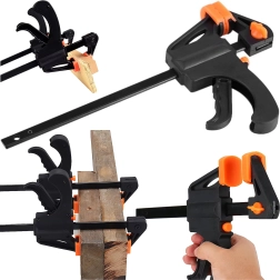 One-handed woodworking clamp 4" with quick-release and spreader function