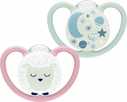 NUK Space Nights Pacifiers 6–18 months with glow-in-the-dark effect, 2 pcs