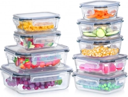 Glas-Vorratsdosen mit Deckel und Dichtung, Set mit 9 Stück