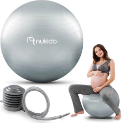 Schwangerschafts- und Fitnessball 65 cm NUKIDO mit Pumpe, grau
