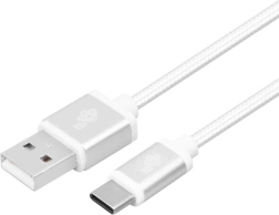 USB-A-auf-USB-C-Kabel 2 m, silbernes Geflecht