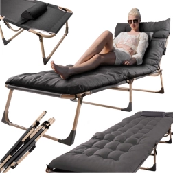 Lit de camping pliable LUARO avec matelas, 193 cm, gris foncé