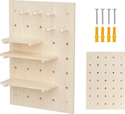 Wand-Pegboard-Organizer aus Holz 40 × 60 cm, helles Holz, 20 kg – Maclean