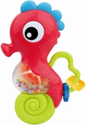 Baby rattle with melody seahorse – red