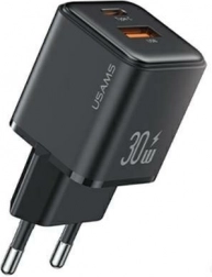USAMS 30W Wall Charger USB‑C + USB‑A with Fast Charging PD 3.0