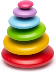 Balancing Colorful Wooden Pebbles