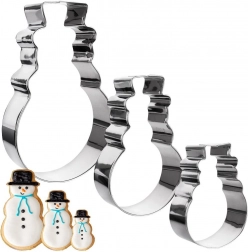 Set of Stainless Steel Snowman Cookie Cutters, 3 pcs (13 cm)