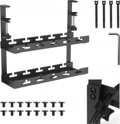 Untertisch-Kabelorganizer mit Doppelablage 40 cm mit Klemme