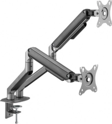 Dual monitor desk mount 17–32" with gas spring, gray