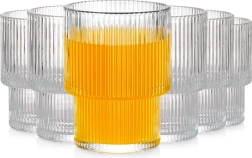 190 ml Drink Glasses, Ribbed Glass, 6 pcs
