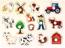 Bino wooden puzzle farm 14 pieces