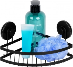 Eck-Duschablage mit Saugnäpfen, schwarzes Metall 24 × 18 × 12,5 cm