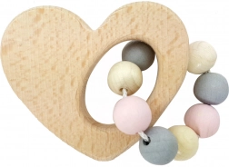 Hess wooden rattle heart in pink
